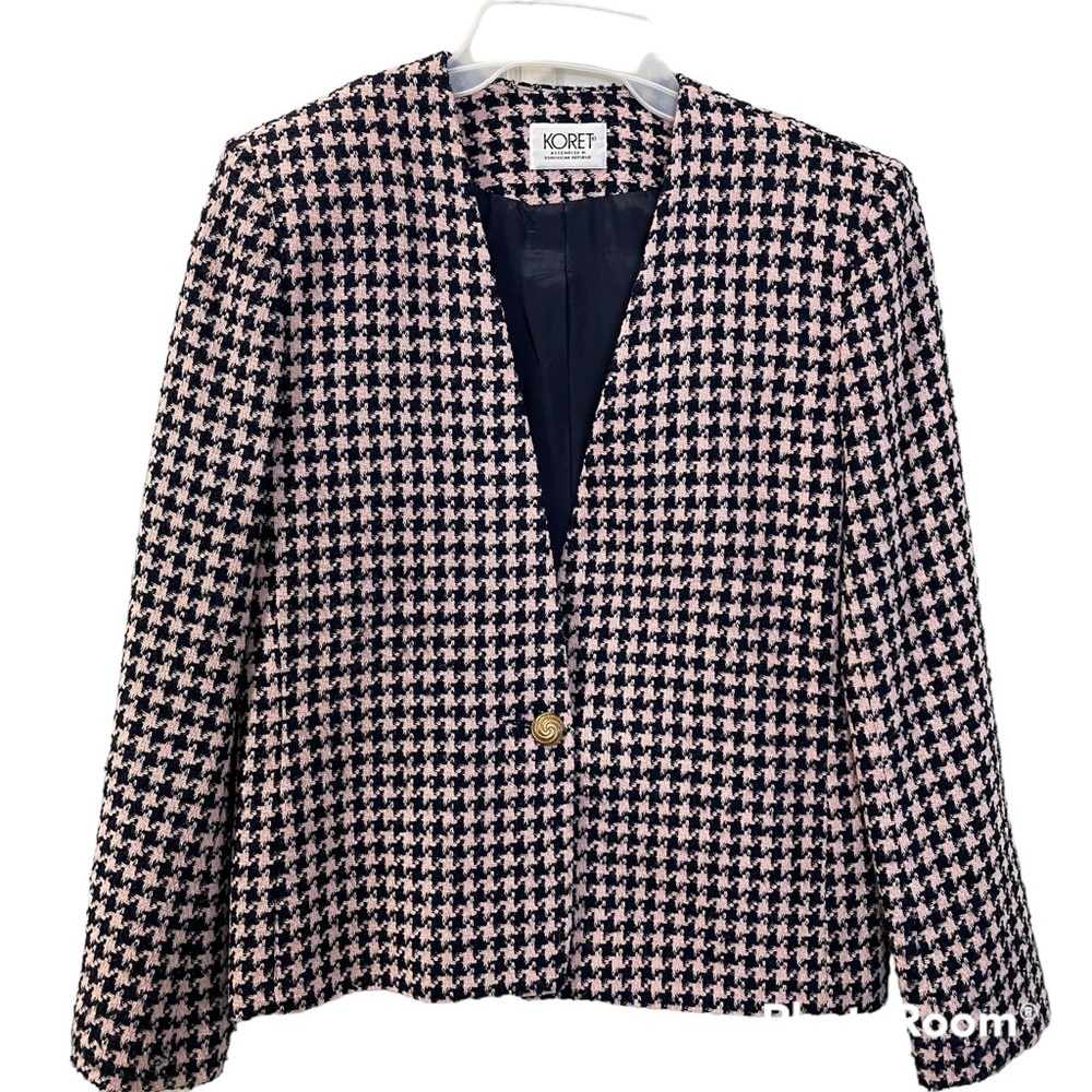 Koret Women’s Jacket Hounds Tooth Pink Black Gently Worn Size 8 Lined
